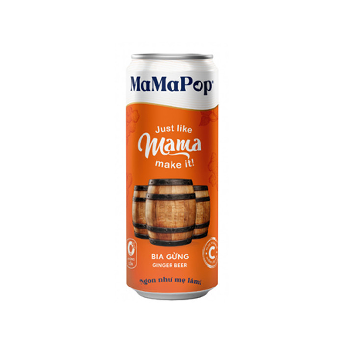 Nước trái cây có gas vị bia gừng Mamapop 330ml