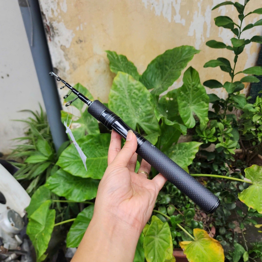 Bộ Cần Lure Rút mini Black V3 Đứng kèm Máy Pr800 thu gọn 27cm cao cấp - Bộ cần lure nhét cốp cao cấp