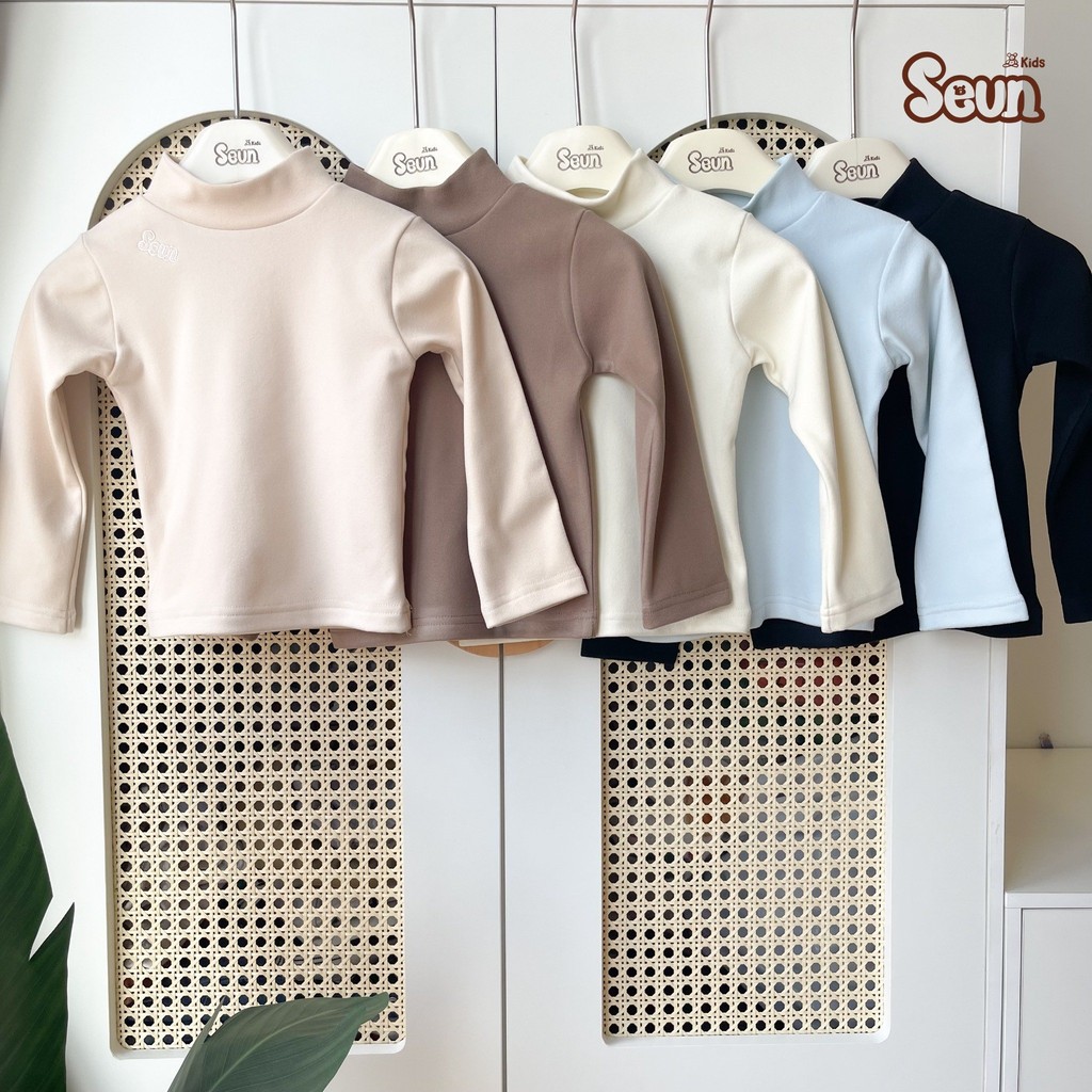 | SEUNKIDS | Áo giữ nhiệt cổ cao bé gái bé trai áo tay dài áo cổ lọ