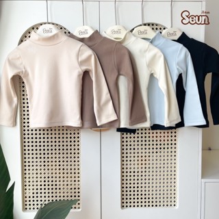 | SEUNKIDS | Áo giữ nhiệt cổ cao bé gái bé trai áo tay dài áo cổ lọ