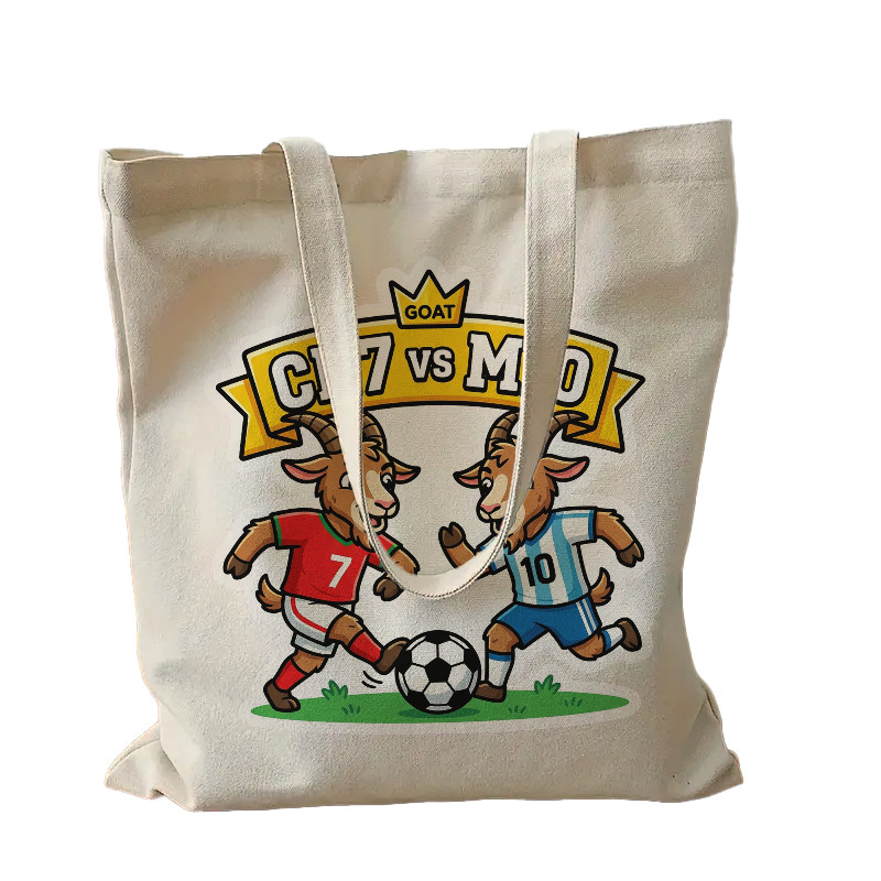 Túi Tote Canvas In Hình CR7 vs M10 GOAT Bóng Đá Cute Đựng Đồ Đi Học Đi Chơi Quà Tặng Fan Bóng Đá Túi