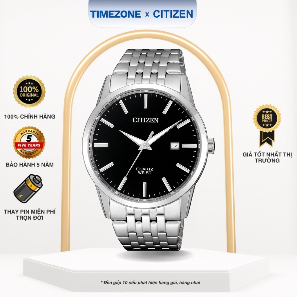 Đồng hồ Citizen Chính Hãng Quartz Nam BI5000-87E Kính Khoáng Dây Kim Loại - TIMEZONEVN