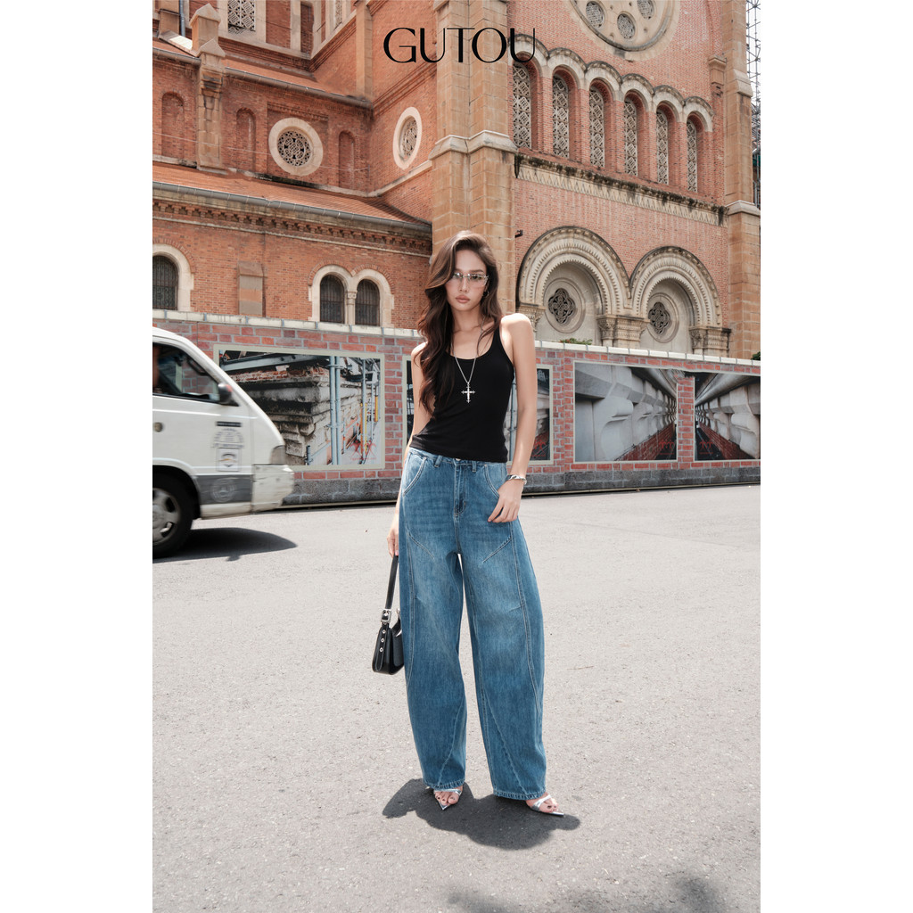 [ GUTOU ] Quần Jean Baggy Trơn Morden Style G140