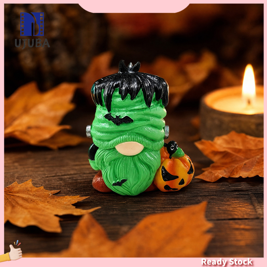 [UJB]☆Halloween Gnome Hình Nhựa Nhỏ Bí Ngô Gnome Tượng Phù Thủy Gnome Trang Trí Cho Nhà Vườn Tầng Kh