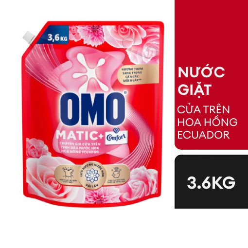 NƯỚC GIẶT OMO MATIC COMFORT CỬA TRÊN HOA HỒNG ECUADOR 3.6KG