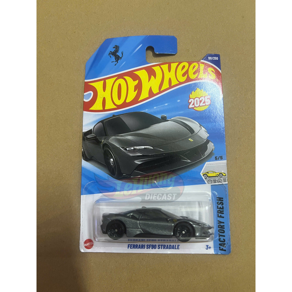 LeHuong Diecast - Xe mô hình Hot Wheels Basic Ferrari SF90 Stradale Gray Case P 2025