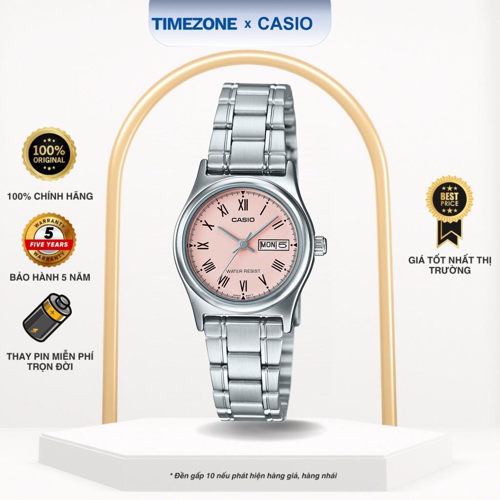 Đồng hồ Casio Chính Hãng 30mm Nữ LTP-V006D-4B Dây Kim Loại - TIMEZONEVN
