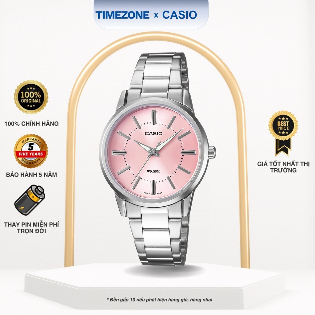 Đồng hồ Casio Chính Hãng 36mm Nữ LTP-1303D-4A Kính Khoáng Dây Kim Loại - TIMEZONEVN
