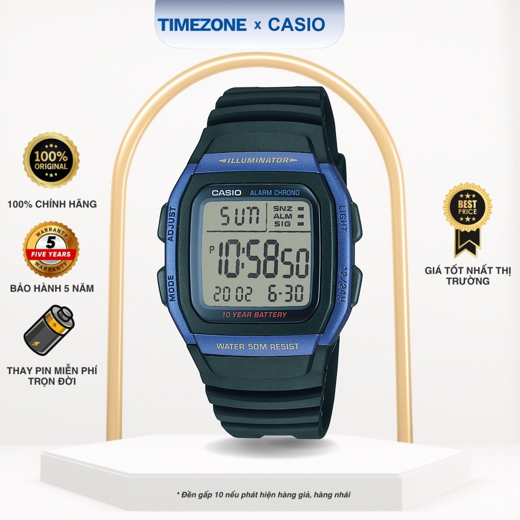 Đồng hồ Casio Chính Hãng 44mm Nam W-96H-2A Kính Nhựa - TIMEZONEVN