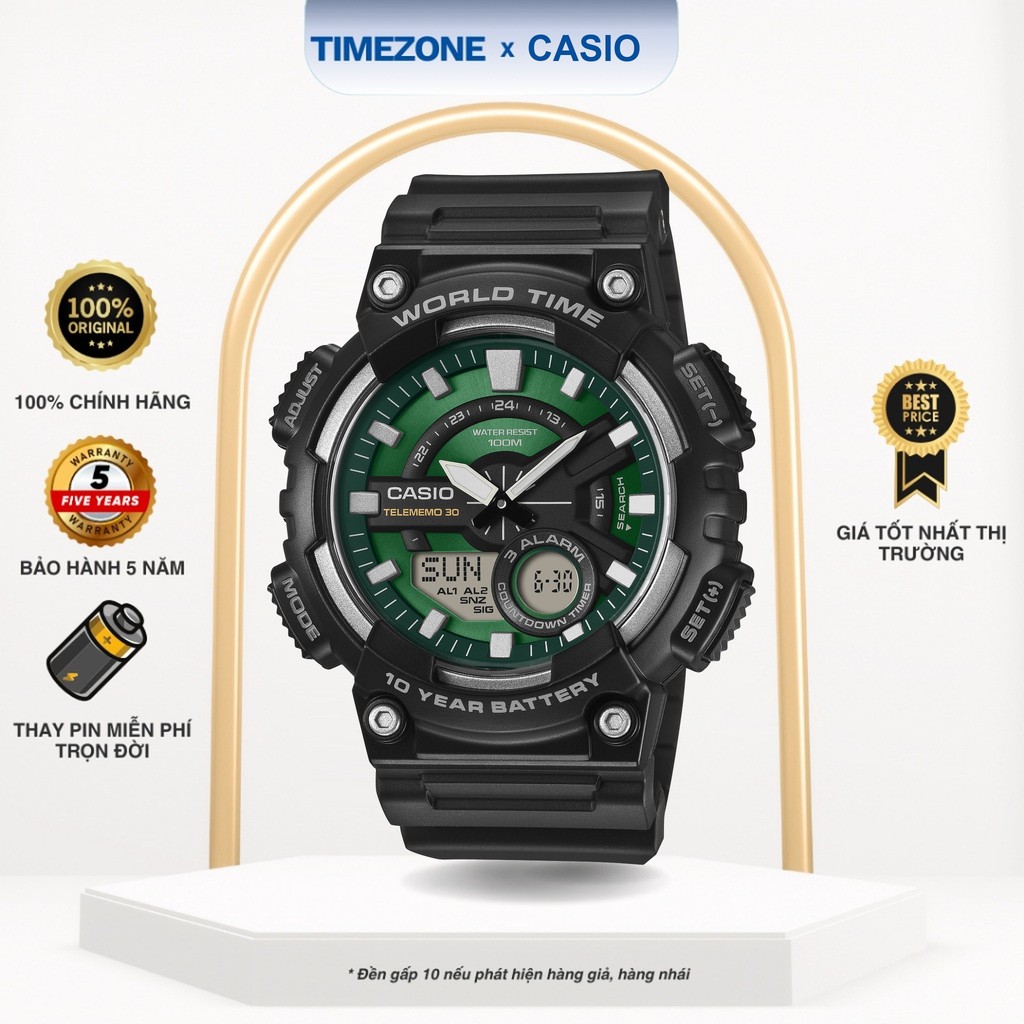 Đồng hồ Casio Chính Hãng 52mm Nam AEQ-110W-3A Kính Nhựa - TIMEZONEVN