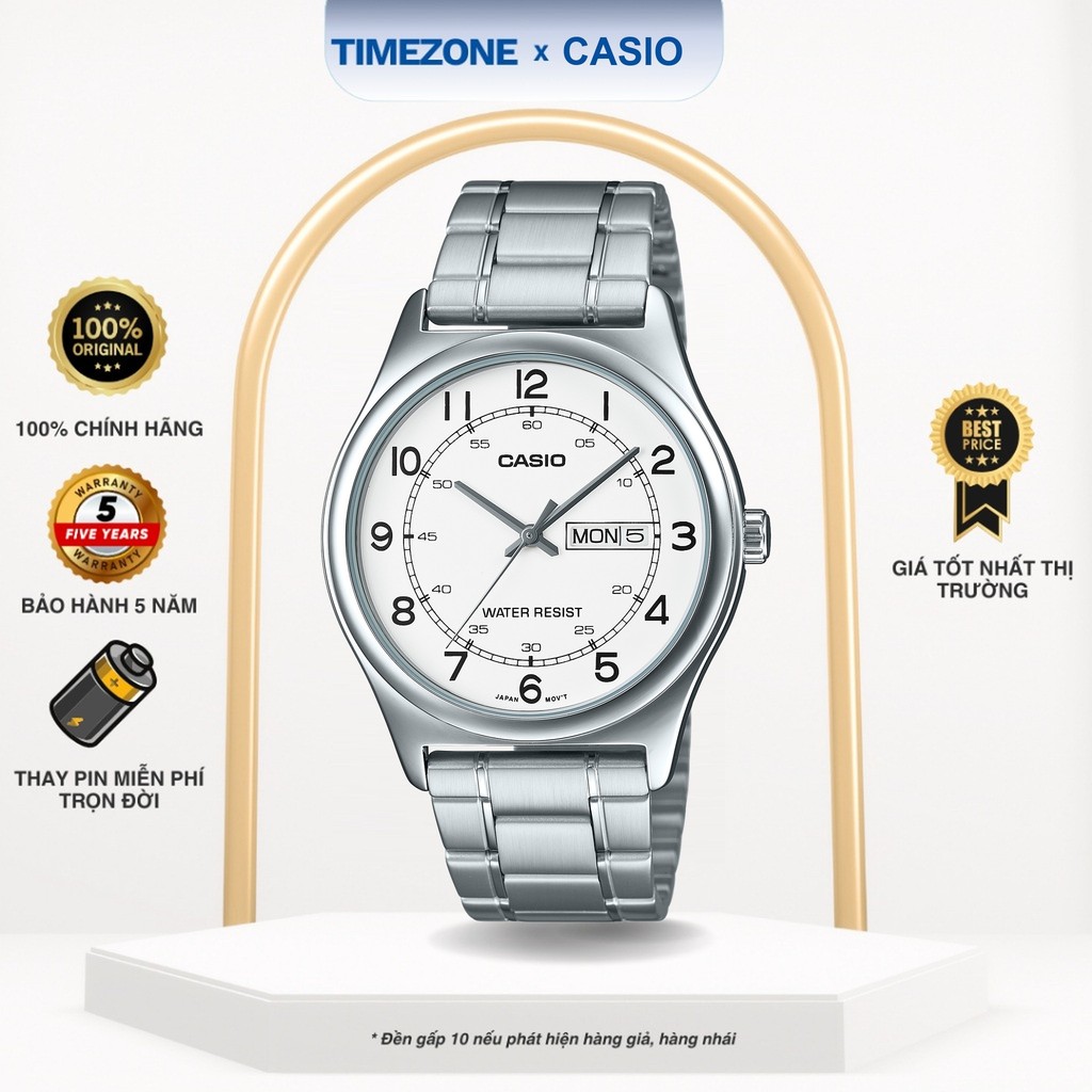 Đồng hồ Casio Chính Hãng 45mm Nam MTP-V006D-7B2 Dây Kim Loại - TIMEZONEVN
