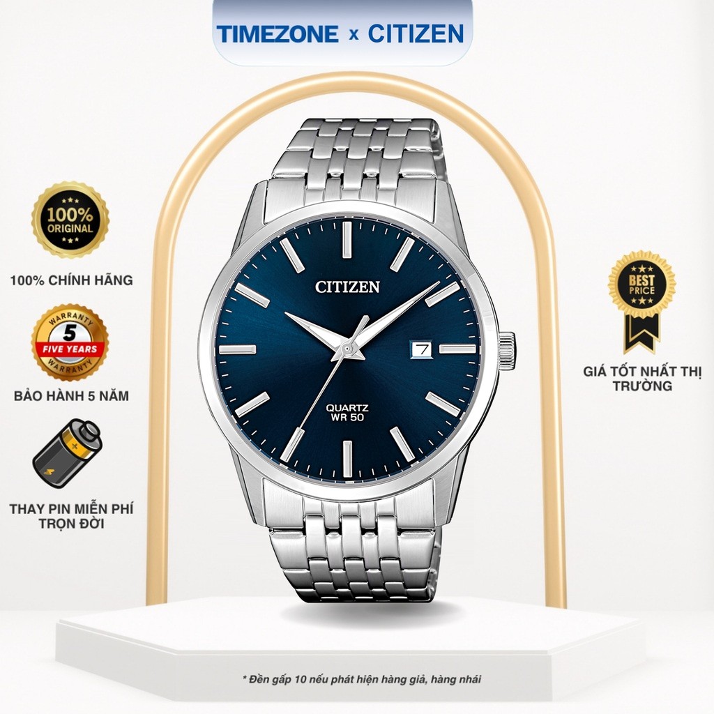 Đồng hồ Citizen Chính Hãng Quartz Nam BI5000-87L Kính Khoáng Dây Kim Loại - TIMEZONEVN
