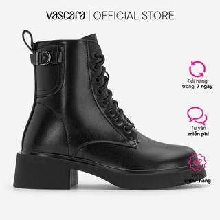 Vascara Giày Combat Boots Phối Khoá Kim Loại - BOT 0948