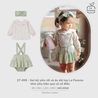 LP - Set bộ yếm rời và áo dài tay La Pomme kèm phụ kiện quý cô cổ điển - Xanh - SS25.T9B