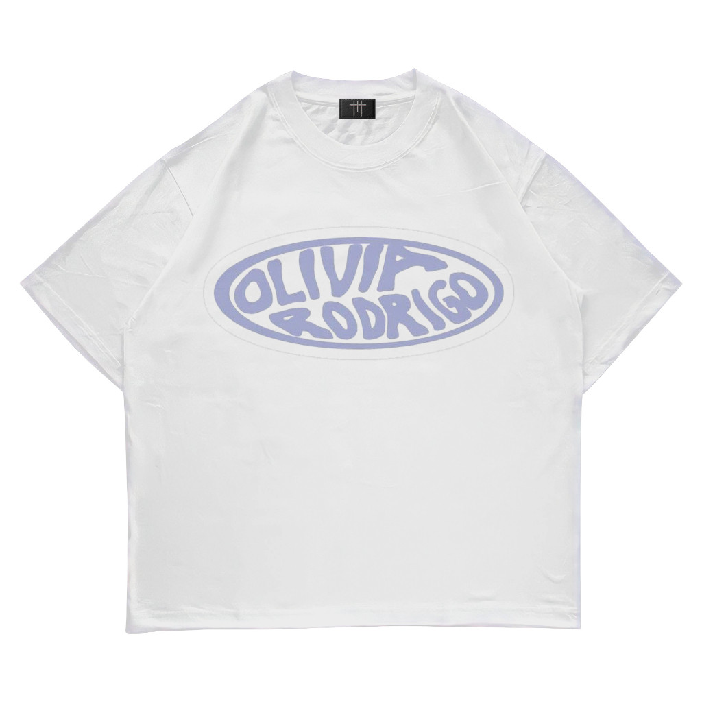 Bánh quế 2025 dành cho bạn bè Megablast – ÁO THUN OLIVIA RODRIGO BLUE TEXT COMBED 1 Cotton cổ chữ O 