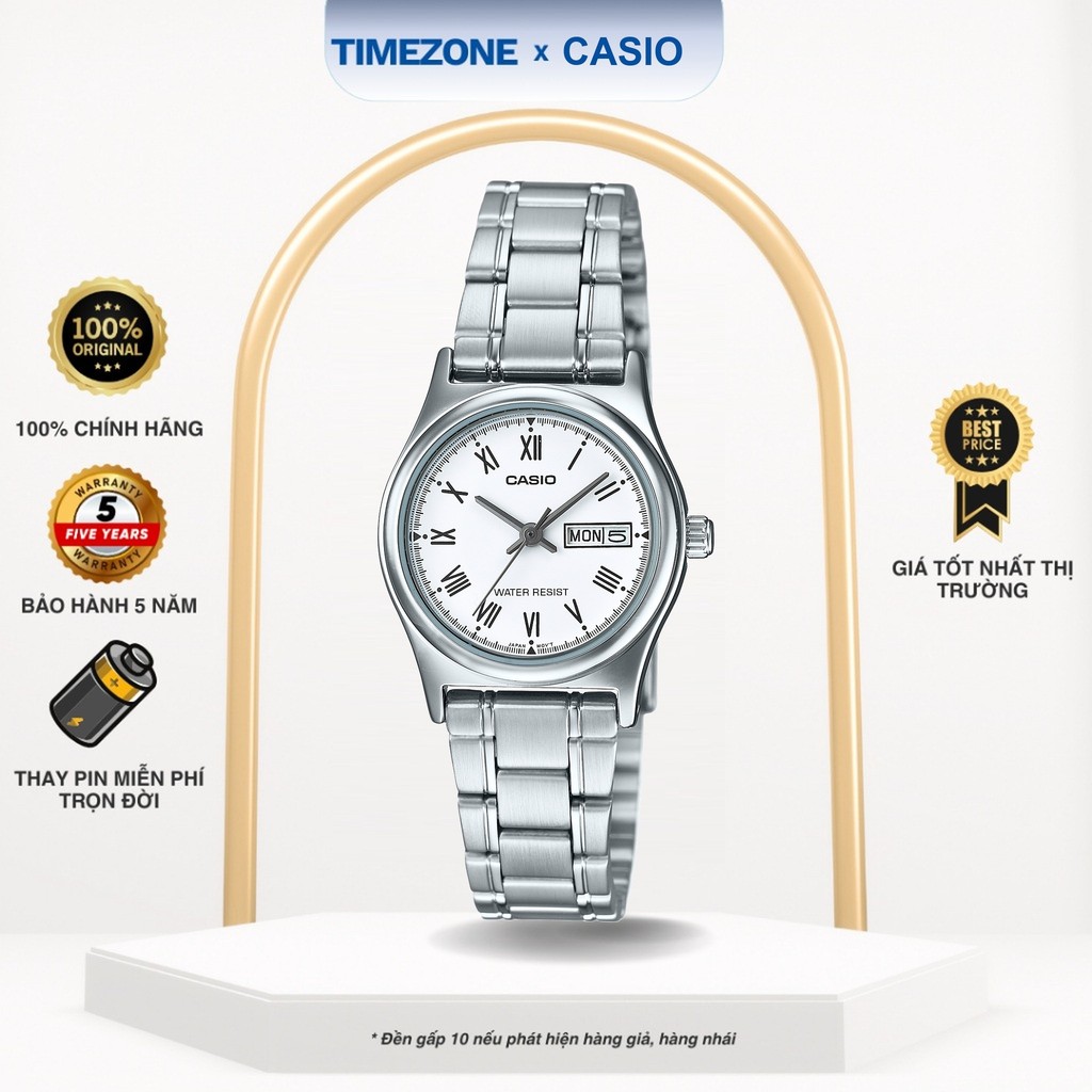 Đồng hồ Casio Chính Hãng 30mm Nữ LTP-V006D-7B Dây Kim Loại - TIMEZONEVN