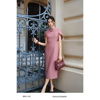  Đầm hồng gạch cổ tàu tay cape thiết kế Elise FS2410141DIWOPK 