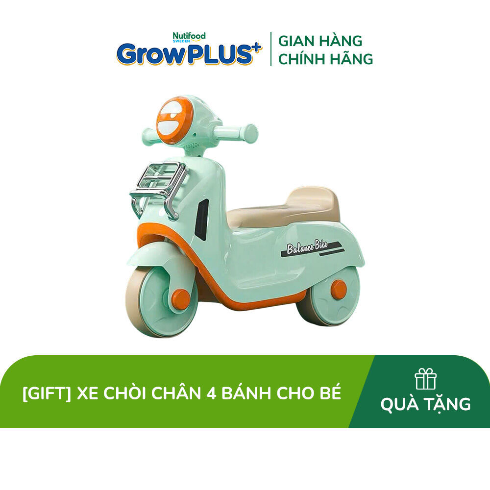 [Quà tặng không bán] Đồ chơi: Xe chòi chân cho bé, 4 bánh, nhựa+sắt, có nhạc, dùng pin, chiều cao yê