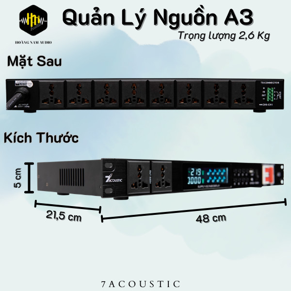 Quản Lý Nguồn Điện 7Acoustic A3 Màu Đen Chống Nhiễu Ổn Định Điện Cho Dàn Âm Thanh