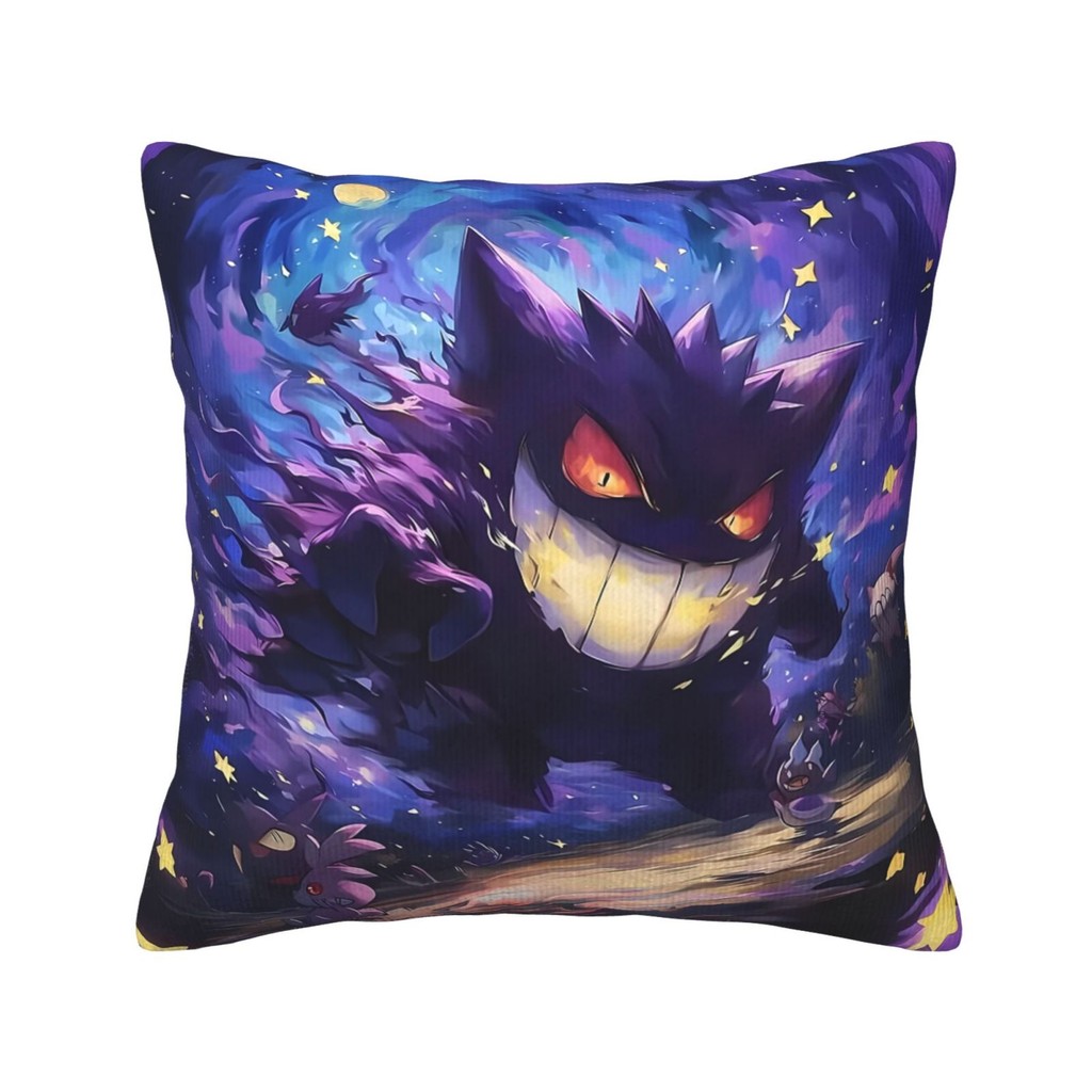 Pokemon Gengar vuông Corduroy Ném gối có lõi gối, Độ đàn hồi cao Lông tơ, nhiều kích cỡ