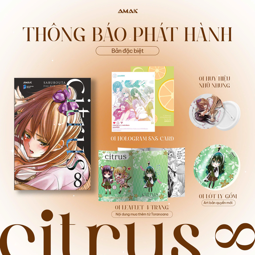 [Phụ Kiện Bookmark + Postcard + Leaflet + Lót Ly + Huy Hiệu] Bản Đặc Biệt - CITRUS - Saburouta - Tập
