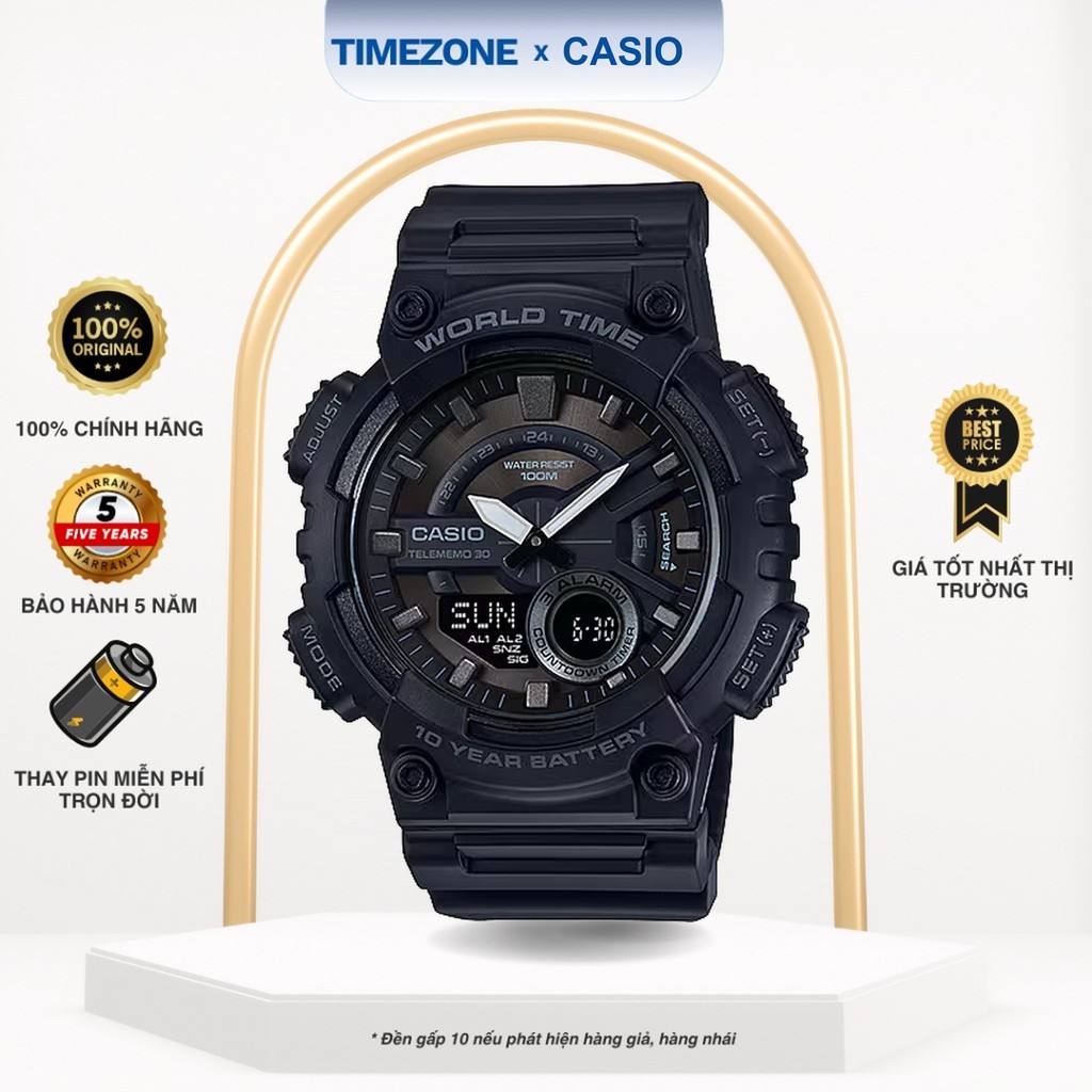 Đồng hồ Casio Chính Hãng 52mm Nam AEQ-110W-1B Kính Nhựa - TIMEZONEVN