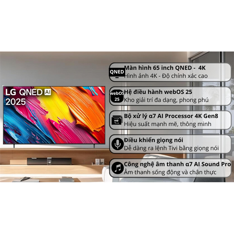 Smart Tivi LG QNED AI 4K 65 Inch 65QNED70ASA 2025 - INDONESIA Hãng bảo hành