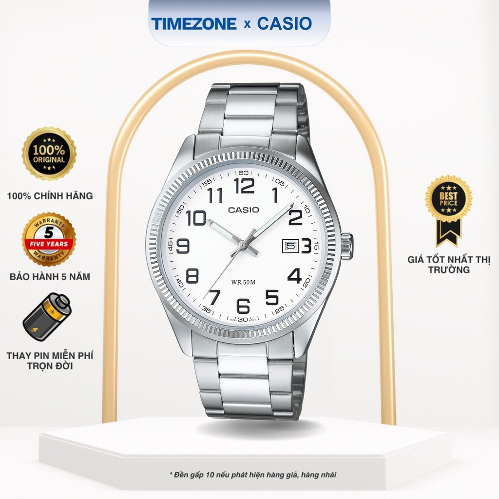 Đồng hồ Casio Chính Hãng 44mm Nam MTP-1302D-7B Dây Kim Loại - TIMEZONEVN