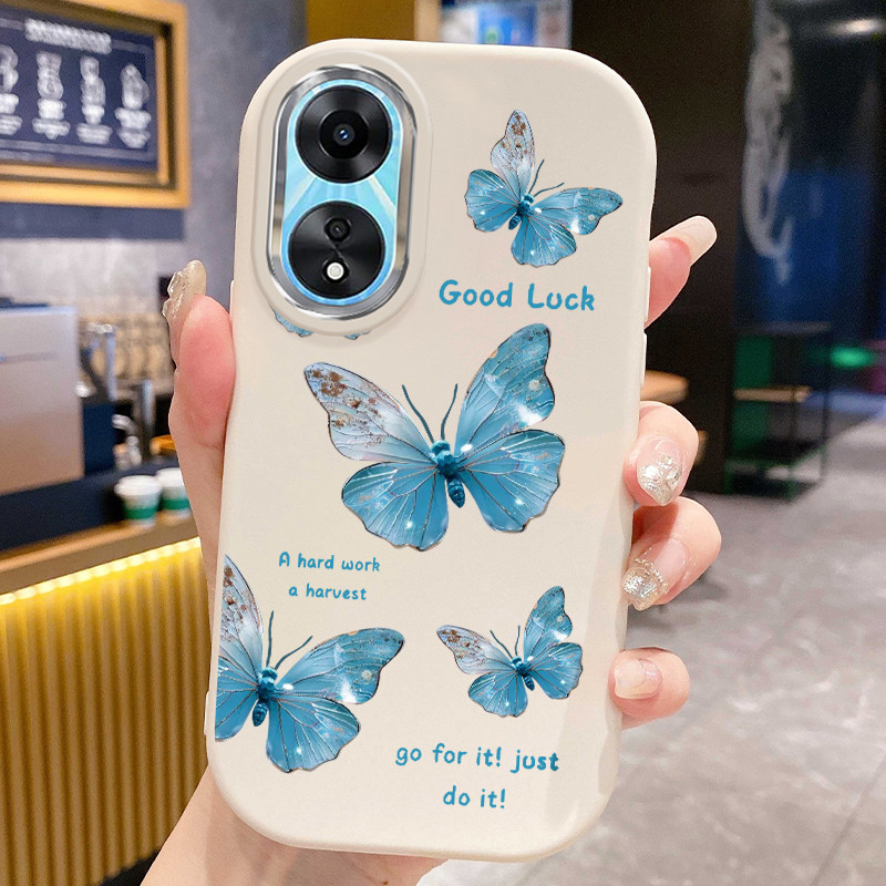 Ốp Lưng Cho OPPO A58 5G A78 5G A58X 5G A1X A2X 5G A58 4G Màu Xanh Bướm Điện Thoại Chống Sốc Tròn Và 