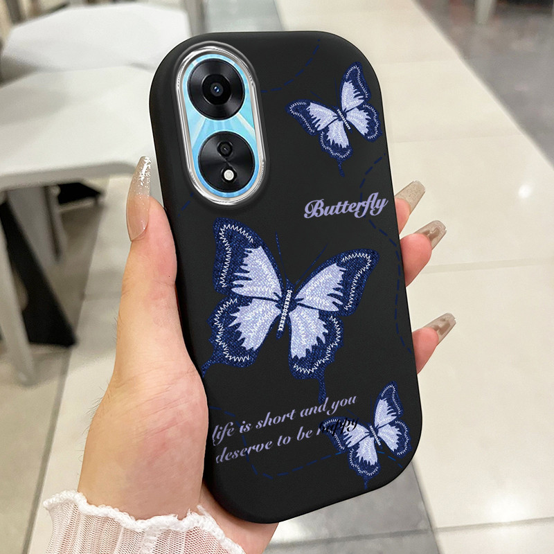 Ốp Lưng Cho OPPO A58 5G A78 5G A58X 5G A1X A2X 5G A58 4G Màu Xanh Bướm Điện Thoại Chống Sốc Tròn Và 