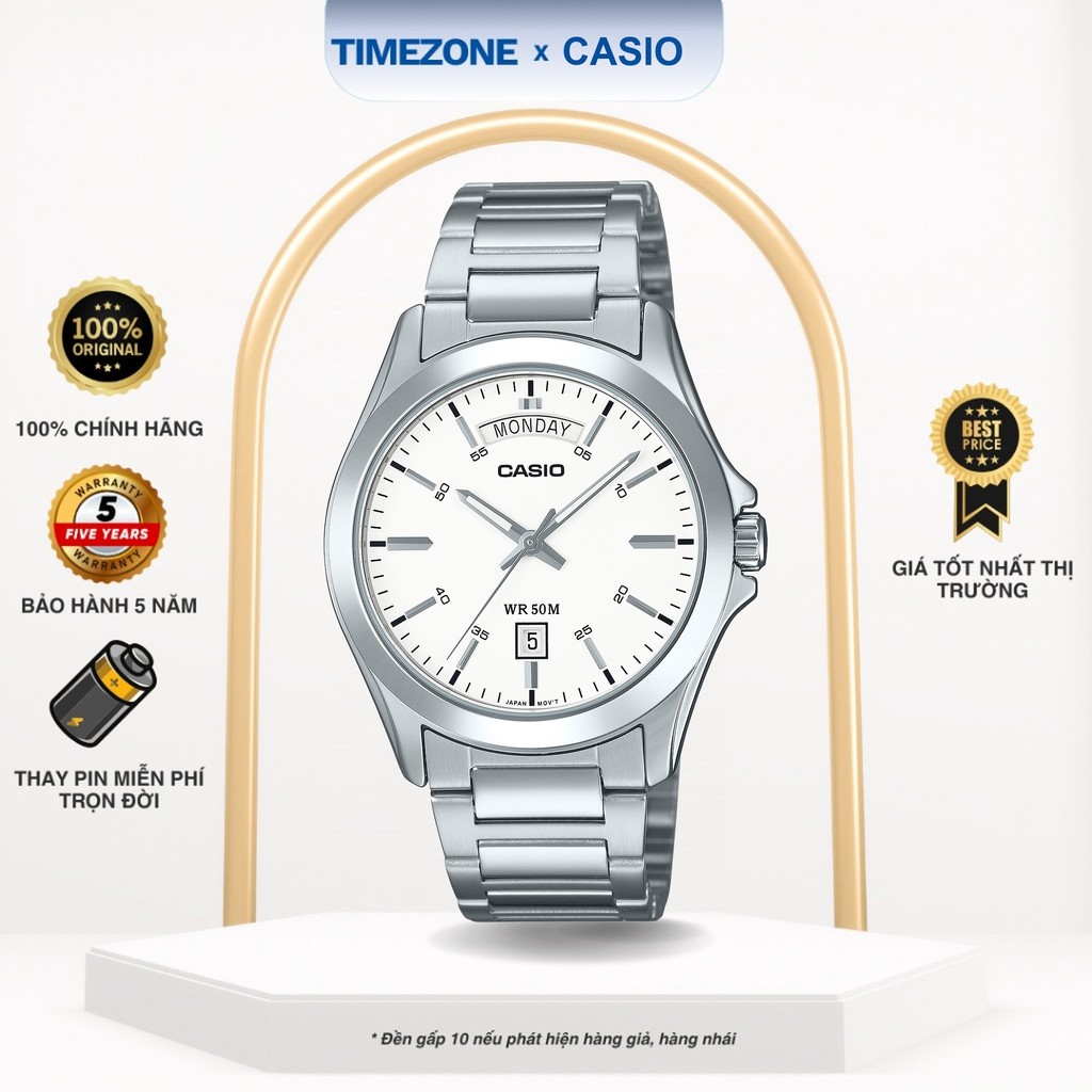 Đồng hồ Casio Chính Hãng 45mm Nam MTP-1370D-7A3 Dây Kim Loại - TIMEZONEVN