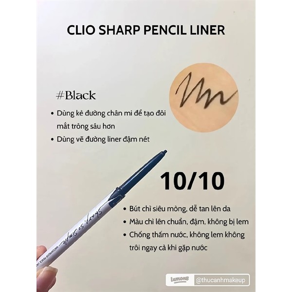 Chì kẻ mắt Clio sharp, so simple waterproof pencil liner