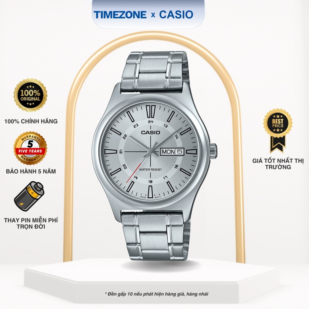 Đồng hồ Casio Chính Hãng 45mm Nam MTP-V006D-7C Dây Kim Loại - TIMEZONEVN