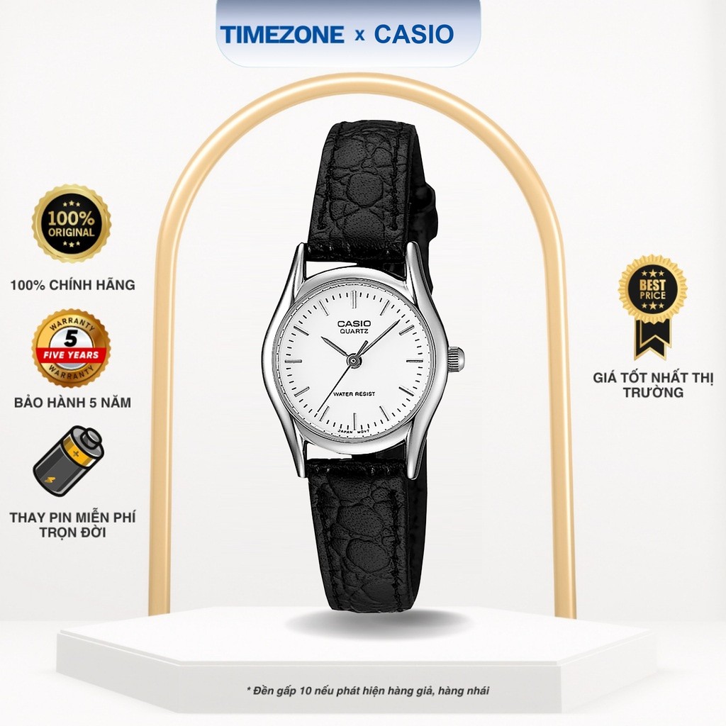 Đồng hồ Casio Chính Hãng 29mm Nữ LTP-1094E-7A Kính Khoáng Dây Da - TIMEZONEVN