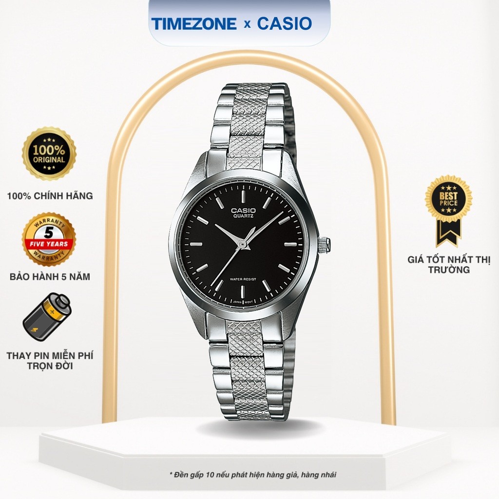 Đồng hồ Casio Chính Hãng 32mm Nữ LTP-1274D-1A Kính Khoáng Dây Kim Loại - TIMEZONEVN