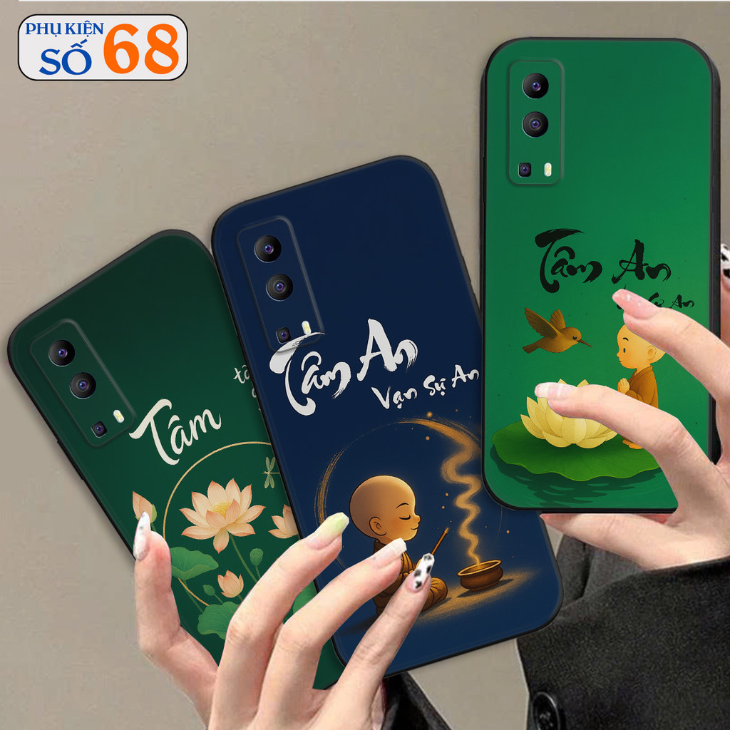Ốp lưng Vivo Y72 5G silicon dẻo, chú tiểu, thư pháp, tâm an