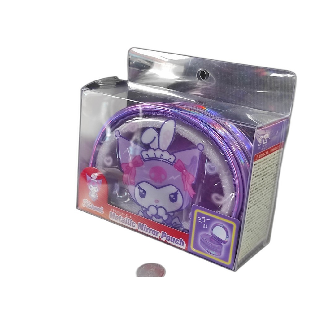 Túi đựng mỹ phẩm Sanrio Kuromi Túi đựng mỹ phẩm kim loại có nắp từ tính Gương giới hạn Donki