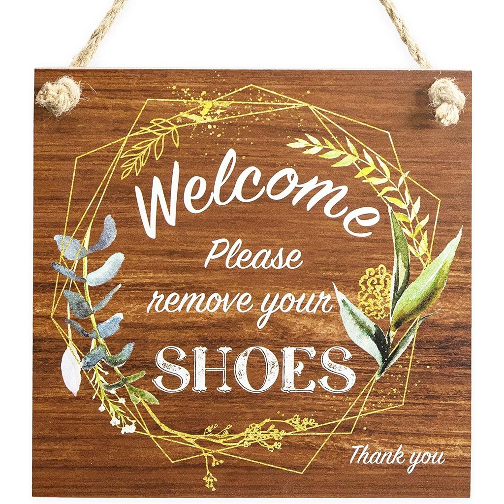 NICE Level Up Now Please Remove Your Shoes Sign Welcome Thank You Shoes Off Sign, Front Door Remove 