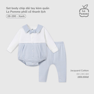LP - Set body chip dài tay kèm quần La Pomme phối cổ thanh lịch - Xanh - SS25.T9B