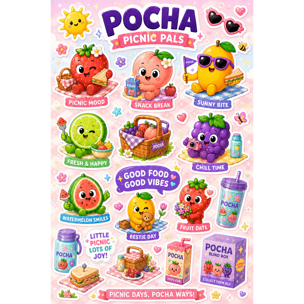 PoCha Picnic Pals Sticker Set