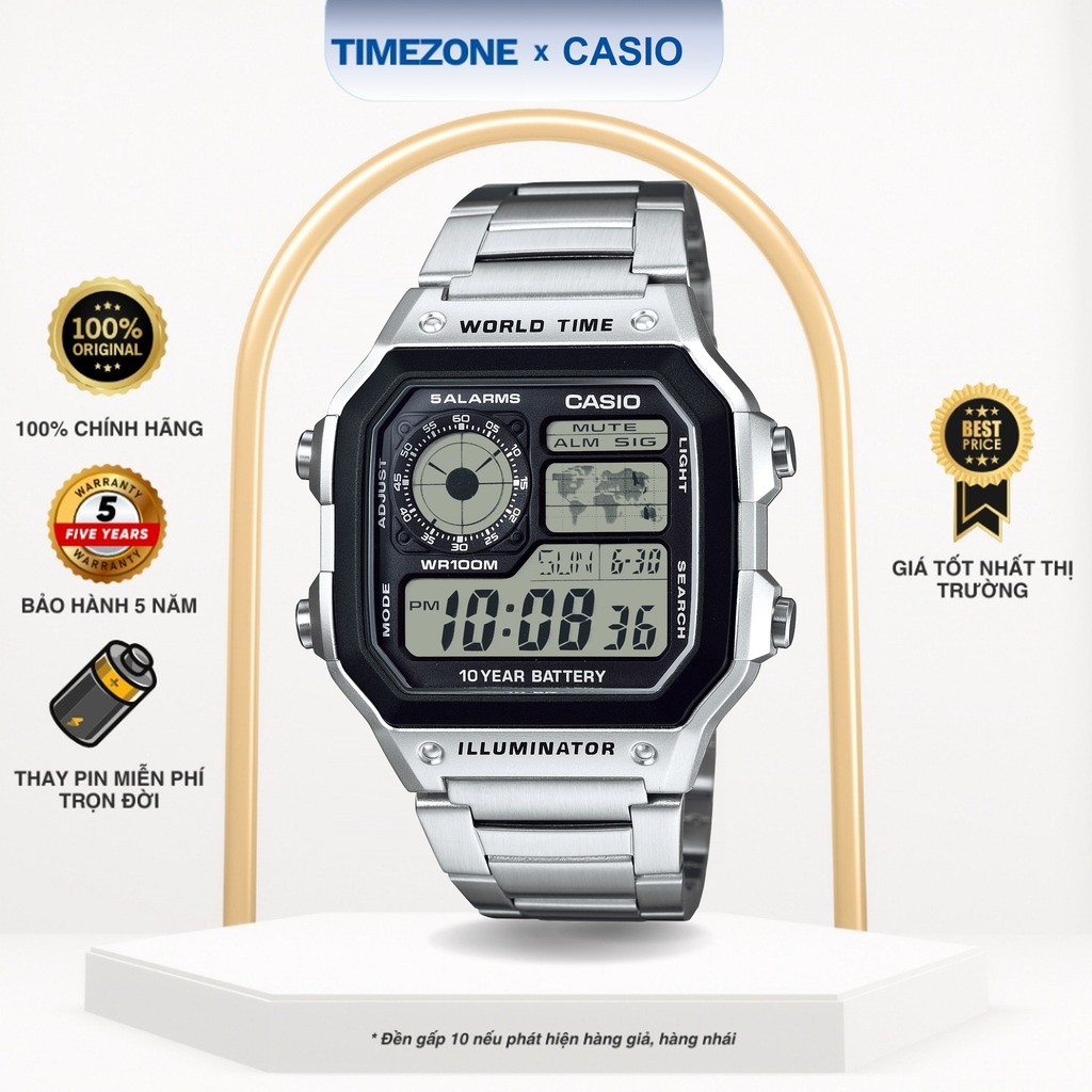 Đồng hồ Casio Chính Hãng Nam AE-1200WHD-1A - TIMEZONEVN