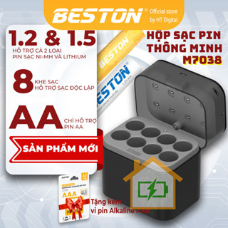  Tổng Kho Pin: Combo sạc Beston M7038 pin AA sạc sạc Ni-MH 1.2V Li-ion 1.5V Type-C đèn báo.  