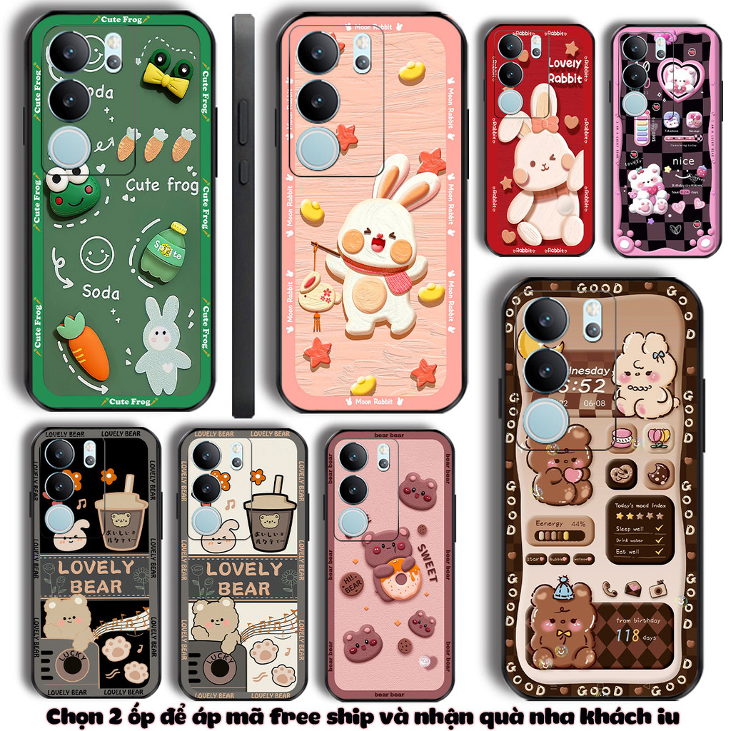 Ốp lưng dành cho Vivo Y19s , Y29s , Y29 4G 5G ếch xanh bánh gấu cute dễ thương