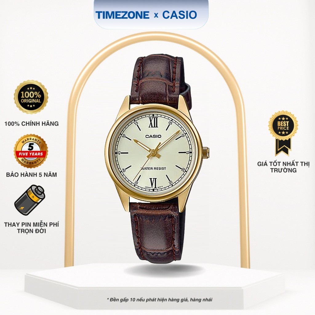 Đồng hồ Casio Chính Hãng 34mm Nữ LTP-V005GL-9B Dây Da - TIMEZONEVN