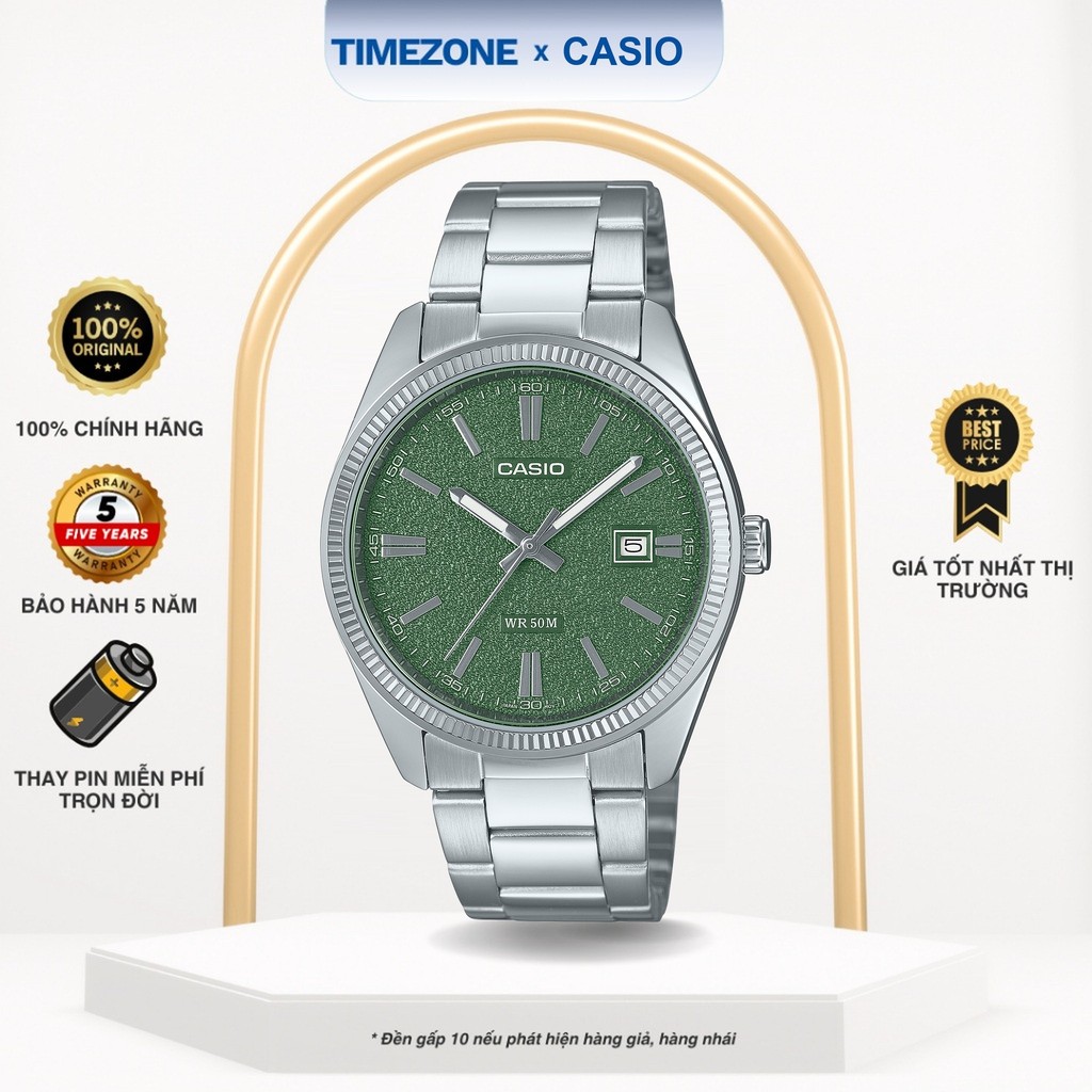 Đồng hồ Casio Chính Hãng 44mm Nam MTP-1302DA-3A Dây Kim Loại - TIMEZONEVN
