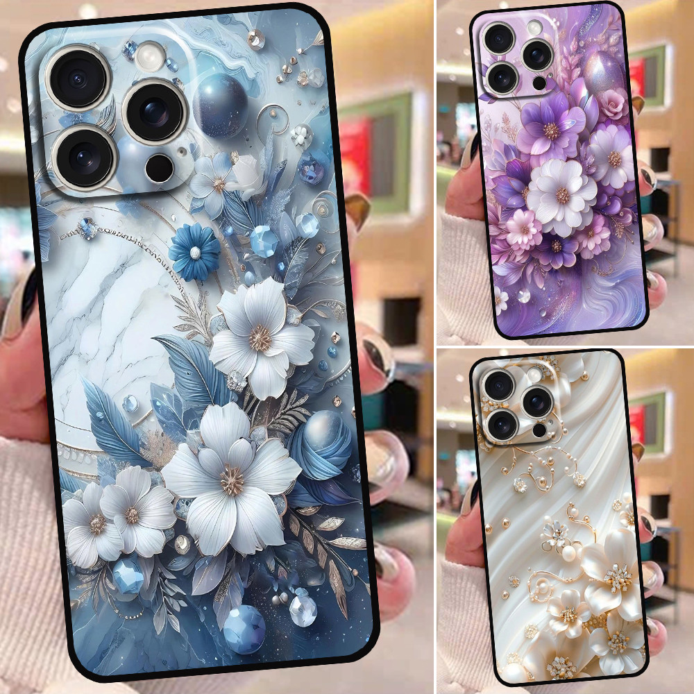 Ốp lưng iphone 15 15 Pro 15 Pro Max 15 Plus in hình mẫu bông hoa sang chảnh