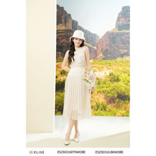  Chân váy voan be nhạt dập ly thiết kế Elise ES2503161BKWOBE 