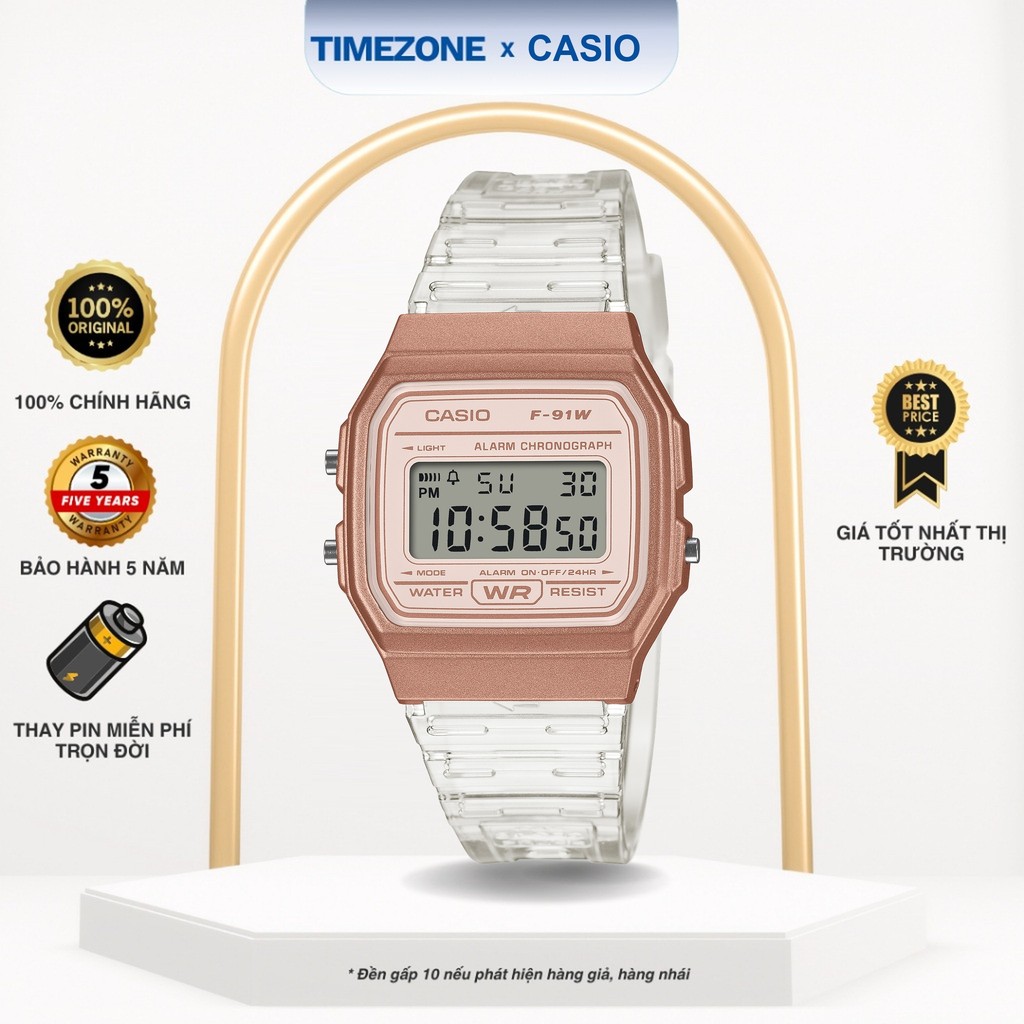 Đồng hồ Casio Chính Hãng 38mm Nam F-91WS-7A3 Kính Nhựa - TIMEZONEVN