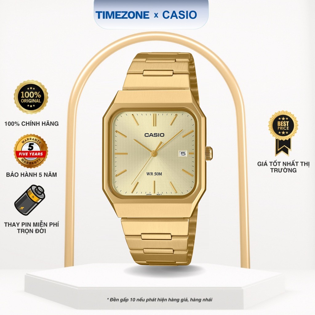 Đồng hồ Casio Chính Hãng 40mm Nam MTP-B185G-9A Dây Kim Loại - TIMEZONEVN
