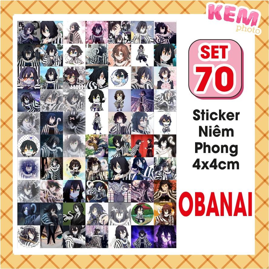 SET 70 sticker niêm phong OBANAI KNY - Đã cắt rời - Tem dán 4x4cm in hình Obanai - xinh xắn chỉ cần 